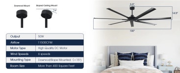 Parrot Uncle 100-in Matte Black Indoor/Outdoor Ceiling Fan and Remote (7-Blade) F8311BKS110V at Lowes.com Parrot Uncle 100-in... 