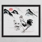 꾸밈 수묵화산아래닭_창문그림액자 - 에누리 가격비교