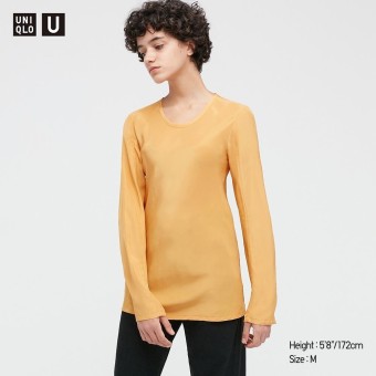 WOMEN Uniqlo U Shiny Rayon Long Sleeve Blouse - Shirts & Blouses - TOPS - WOMEN | UNIQLO Singapore