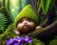 Images of A little ugly gnome in a dark forest with neon mushrooms. | Deep Dream Generator