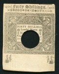 CT-225 MARCH 1, 1780 40s FOURTY SHILLINGS CONNECTICUT C CT-225 MARCH 1, 1780 40s FOURTY SHILLINGS CONNECTICUT COLONIAL CURRENCY NOTE
