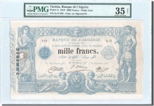 1000 Francs Tunesien Banknote, 1918-11-21, Km:7a, grade 1000 Francs Tunesien Banknote, 1918-11-21, Km:7a, graded, Pmg