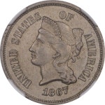 1867 PROOF 5C PATTERN J-566 NGC PF-61, R-6!