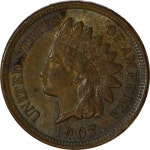 1907 Indian Head Cent Grade AU58
