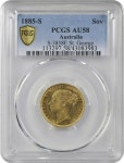 1885S GOLD COIN SOVEREIGN QUEEN Victoria SYDNEY MINT PC 1885S GOLD COIN SOVEREIGN QUEEN Victoria SYDNEY MINT PCGS AU58.