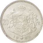 Belgium, 20 Francs, 20 Frank, 1933, KM:104.1, AU(55-58) Belgium, 20 Francs, 20 Frank, 1933, KM:104.1, AU(55-58), Silver