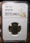 1981 P Jefferson Nickel NGC MS66 5FS FULL STEPS