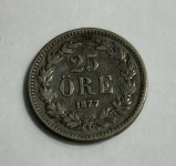 Sweden 1877 25 Ore VF-XF (#1984)