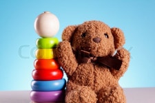 Baby toys in studio. Bear and other ... | Stock image | Colourbox