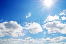 Blue sky background with tiny clouds | Stock image | Colourbox
