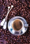 Hot coffee in metal cup and on a table | Stock image | Colourbox