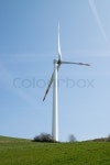 Single wind turbine on the hill ... | Stock image | Colourbox