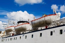 Lifeboats on board of the big sea yacht ... | Stock image | Colourbox