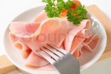 Thinly sliced ham - studio shot | Stock image | Colourbox