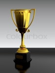 3D render of gold trophy cup on black ... | Stock image | Colourbox