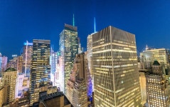 Office skyscrapers at night. | Stock image | Colourbox