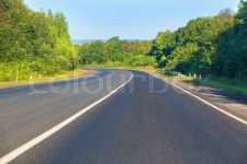 Country asphalted highway wood sky | Stock image | Colourbox