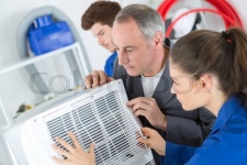 Electrician trainees working on ... | Stock image | Colourbox
