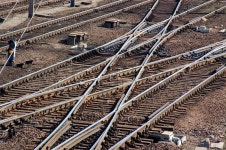 Closeup shot of railroad turnouts | Stock image | Colourbox