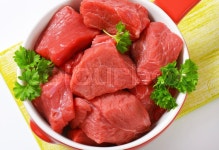 Close up of diced raw beef meat with ... | Stock image | Colourbox