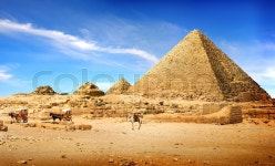 Egyptian pyramids in sand desert and ... | Stock image | Colourbox