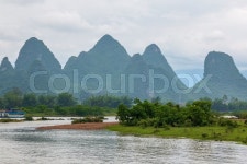 Karst peaks in Xingping Town and the Li ... | Stock image | Colourbox