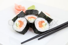 Futomaki, salmon. Traditional japanese ... | Stock image | Colourbox