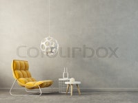 Modern living room  with yellow ... | Stock image | Colourbox