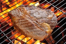 Grilled beef steak with flames | Stock image | Colourbox