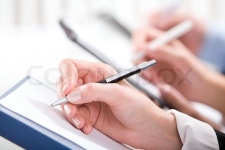 Row of writing human hands | Stock image | Colourbox