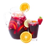 Jar  and tall glass of cold sangria ... | Stock image | Colourbox