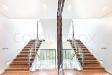 Panoramic view of big stair reflecting ... | Stock image | Colourbox