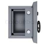Opened metal safe. Isolated render on a ... | Stock image | Colourbox