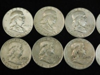 FRANKLIN HALF DOLLARS LOT OF 10 COINS 1/2 ROLL $5 FACE FRANKLIN HALF DOLLARS LOT OF 10 COINS 1/2 ROLL $5 FACE VALUE 90% SILVER L2