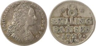 8 Skilling 1729 Cw Dänemark Frederik Iv 1699-1730