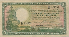 5 Pounds 1943 Südafrika Geldschein Banknote Suidafrikaa 5 Pounds 1943 Südafrika Geldschein Banknote Suidafrikaanse Reserwebank