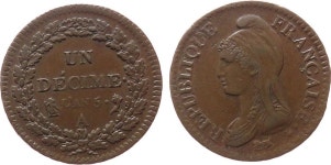 Decime 1795-1799 An 5 Frankreich Ku Directoire, A (pari Decime 1795-1799 An 5 Frankreich Ku Directoire, A (paris)