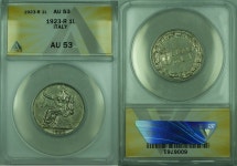 53 1 Lira 1923-r 1l Italy Anacs Au Coin Km#62