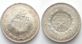 1966/1979 Mexiko Mexico Peso 1966 silver Counterstamped 1966/1979 Mexiko Mexico Peso 1966 silver Counterstamped Papal Visit 1979... 