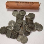 1 Roll Wheat Cents 1943 Steel Cents All Steel Pennies,  1 Roll Wheat Cents 1943 Steel Cents All Steel Pennies, Low Starting Bid