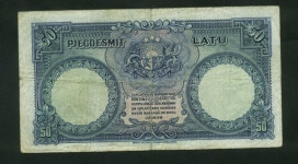 50 Latu Latvia 1934 20 VF $48