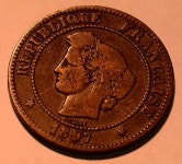 1897 FR F0042 France 5 Centimes vintage DE PO-01