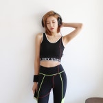 테니라인크롭탑_D1FT 피트니스10%  피티니스 휘티니스 헬스복 여자헬스복 헬스 운동 여자 섹시한 크롭 허리 밴딩 라인 블랙 아이보리 슬림한... 