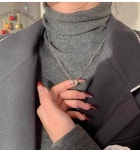 델리아 [당일 출고][925 Silver] 델리아 구슬 체인 볼드 스톤 목걸이 데일리 우아한 베이직 빈티지 특별한 포인트 우아한 큐빅 선물 은 실버... 