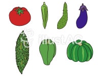 무료 클립 아트 : 여름, 야채, 토마토, 오크라, 이루는 - 167281 | illustAC