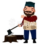 무료 클립 아트 : 나무꾼 남성 도끼 장작 패기 그루터기 - 810262 | illustAC