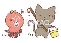 무료 클립 아트 : 고양이 연 낚시 술래 잡기 엇갈리는 - 487976 | illustAC