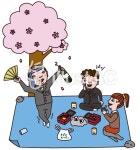 무료 클립 아트 : 블루 시트 웃음 酔ぱらう 음주 춤 - 25401 | illustAC