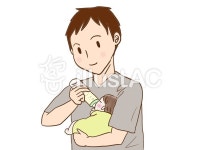 무료 클립 아트 : 아빠 수유 우유 상반신 남성 - 307011 | illustAC