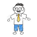 무료 클립 아트 : 아빠 초상화 안경 넥타이 아이 - 206422 | illustAC